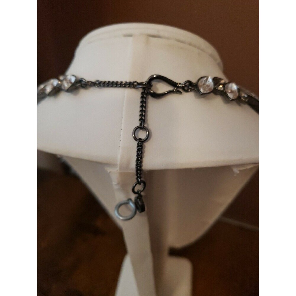 Givenchy Statement Necklace Smoky Grey Clear Rhinestone Faux Pearl Chunky Runway - Picture 5 of 16